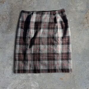 Talbots Gray Plaid Wool Blend Pencil Skirt Womens Size 6 Preppy Office Career